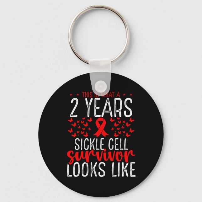 2 års sickle Cell Survivor Ribbon Sickle Cell Aw Nyckelring (Framsida)