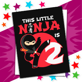 2-årsdag 2 år gammal barnkalas Liten Ninja 2 Vykort