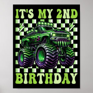 2-årsdag Monstertruck 2 år gammal pojkar 2:a Poster