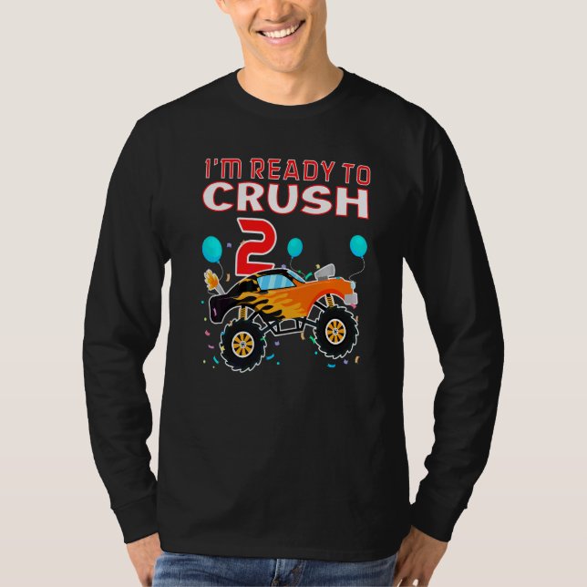 2-årsdag Pojkar Jag är redo att krossa 2 Monster l T Shirt (Framsida)