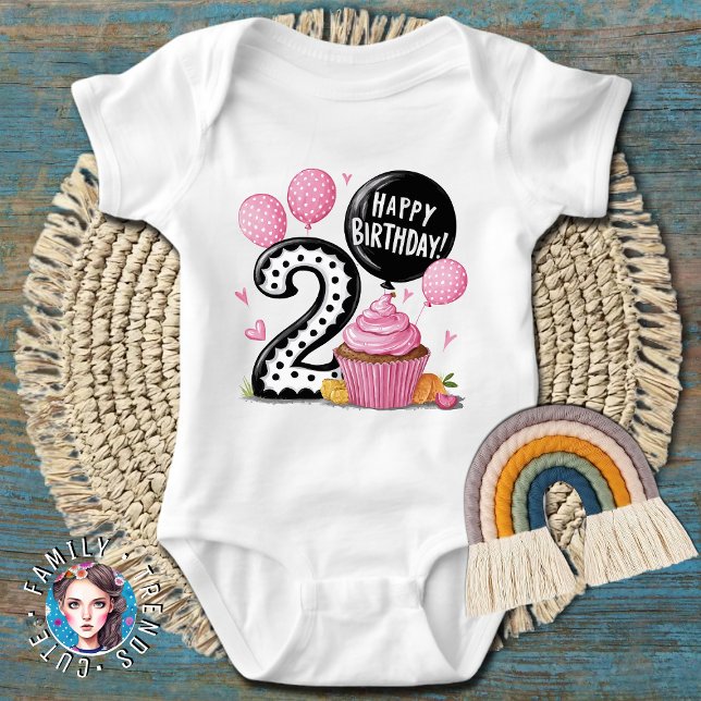 2-årsdag Rosa Cupcake  T Shirt (Skapare uppladdad)