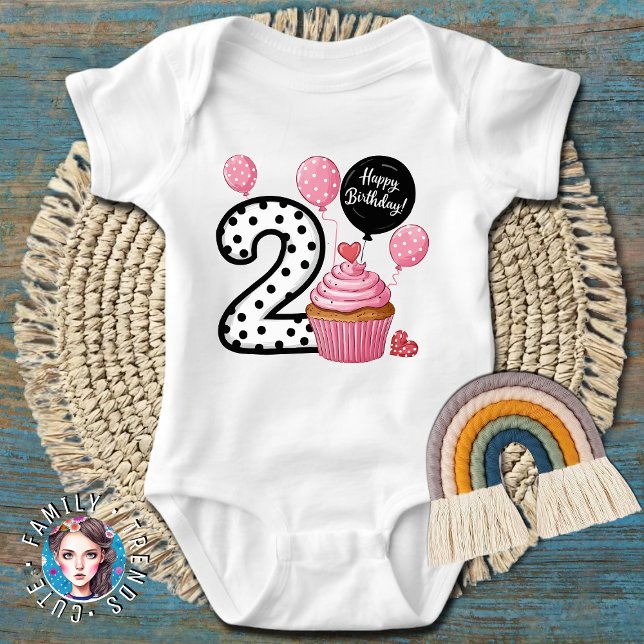 2-årsdag Rosa Cupcake  T Shirt (Skapare uppladdad)