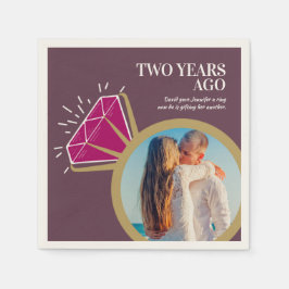 2-årsjubiléet party röd garnet ring pappersservett