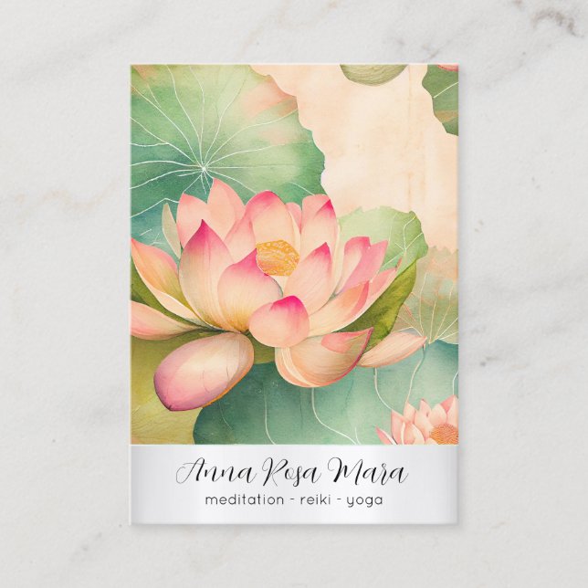 *~* 2 Art Lotus   FOTO Natur Blommor QR AP67 Visitkort (Framsida)
