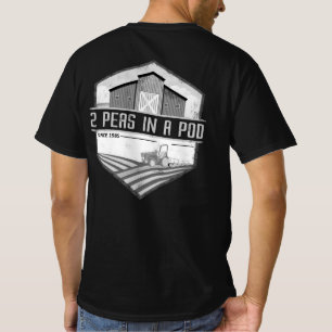 2 ärter i en Logotyp med beläggning av Pod T Shirt