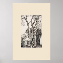 2 askträd Cornwall Eleanor Hughes nytryck Poster