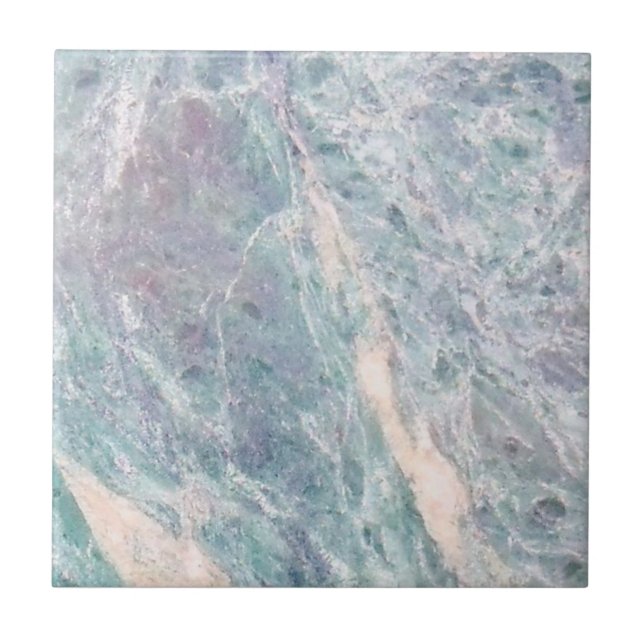 2 av 2 Blå Aqua White Lilac Faux Granite Repro Kakelplatta (Framsidan)