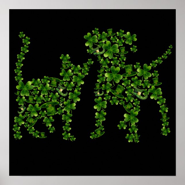 2 Awesome St Patrick Shamrock Katt & Hund Katt Poster (Framsidan)