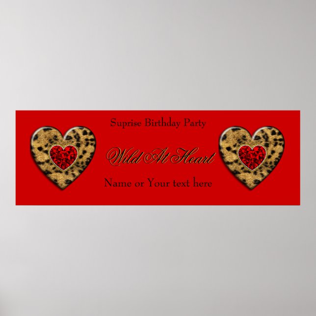 2 Banner Leopard Birthday Vild at Heart Black Poster (Framsidan)