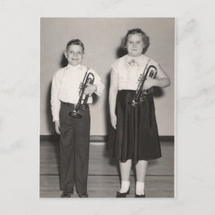 2 barn med Trumpets vykort