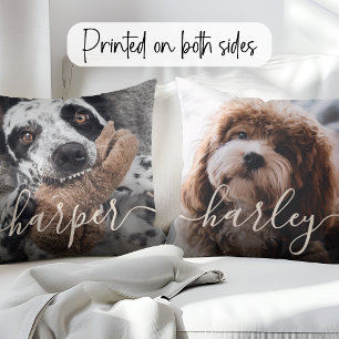 2 Bilder & Handskrivna Namn Kudde
