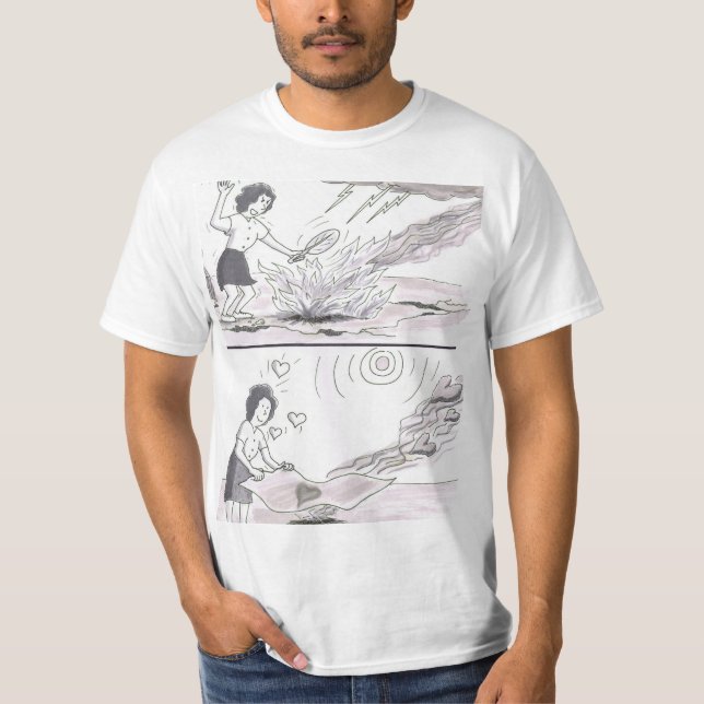 2 Bilder: KVINNOR Skapar Woman Fanning Flames Wors T Shirt (Framsida)