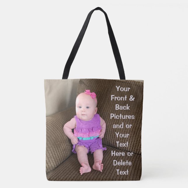 2 bilder och din text på personligtote bags tygkasse (Framsida)