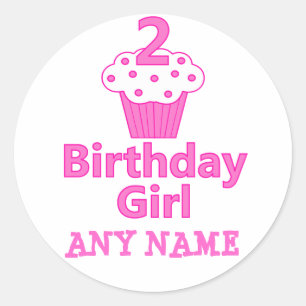 2 - Birthday Girl - Cupkakadesign Runt Klistermärke
