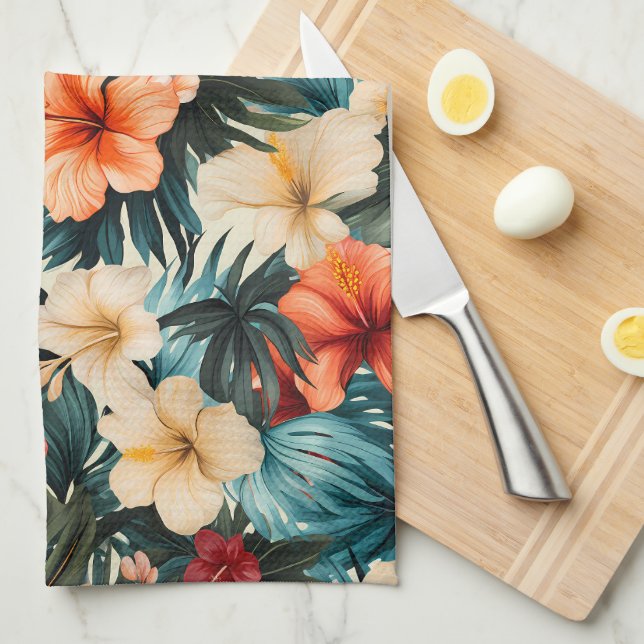 #2-Blommönster Kökshandduk (Vikt i Fjärdedel)