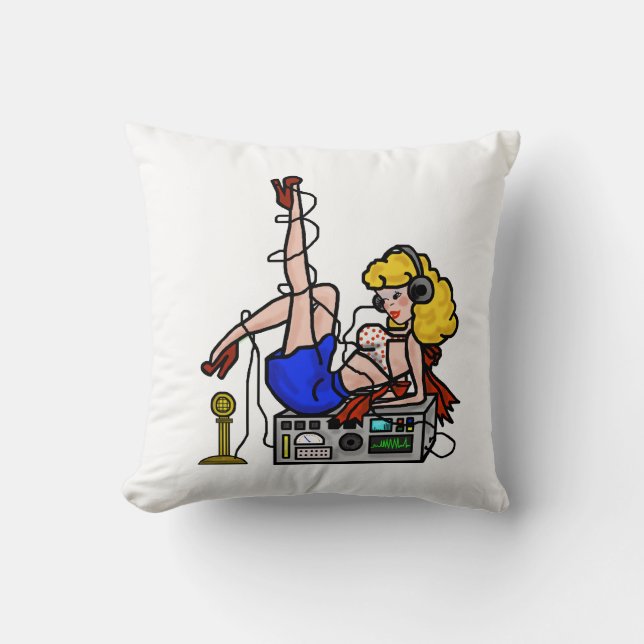 2 blondin somskinka radiosände utvikningsflickor, kudde (Framsida)