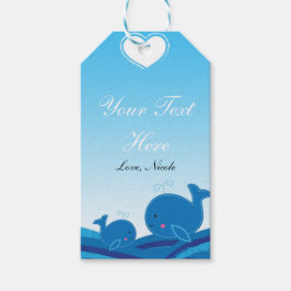 2 Blue Whales Baby Shower Party Gift Märkre Presentetikett