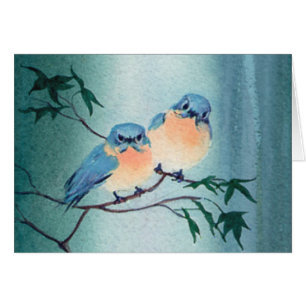 2 BLUEBIRDS av SHARON SHARPE Hälsningskort