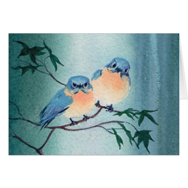 2 BLUEBIRDS av SHARON SHARPE Hälsningskort (Framsidan Horizontal)