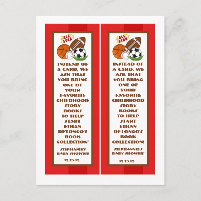 2 Bok-märken Alla stjärnor röd Inbjudan Vykort (Framsida)