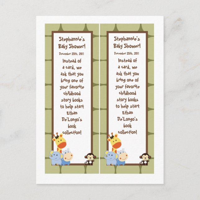 2 Bok Marks Jungle Play Inbjudan Vykort (Framsida)