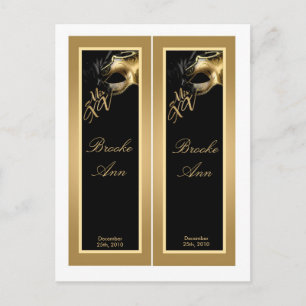 2 Bok Marks Mis XV Guld Black Party Inbjudan Vykort