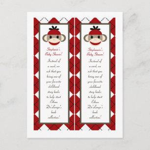 2 Bok Marks Red Sock monkey Argyle Inbjudan Vykort