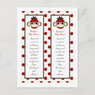 2 Bok Marks Red Sock monkey Inbjudan Vykort