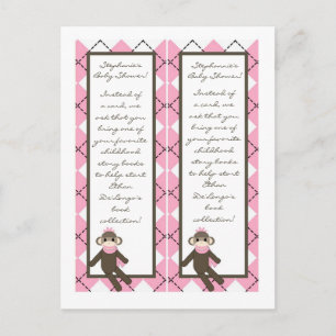 2 Bok Marks Rosa Sock monkey Argyle Inbjudan Vykort