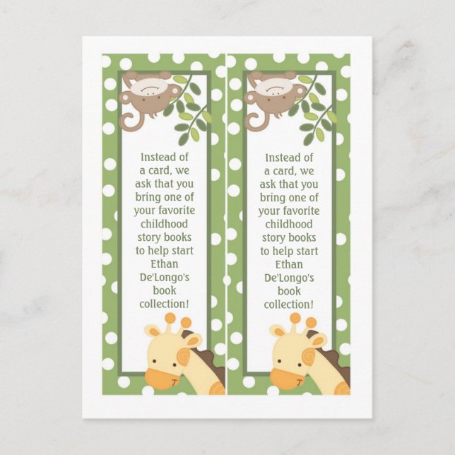 2 Bok Marks Safari Jungle Giraffe Monkey Grönt Vykort (Framsida)