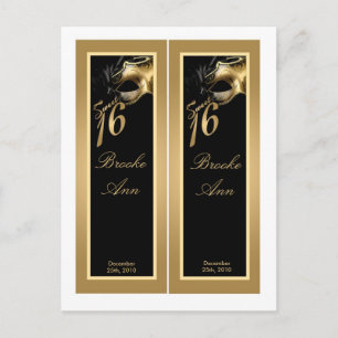 2 Bok Marks Sweet 16 Guld Black Party Inbjudan Vykort