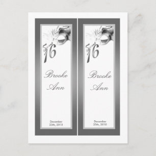 2 Bok Marks Sweet 16 White Silver Party Inbjudan Vykort