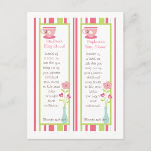 2 Bok Marks Tea Party Rosa Pastel Flowers Vykort