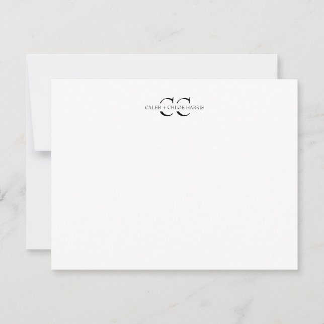 2 Bokstäver Monogram Par Initialer Bröllop Anteckningskort (Framsida)