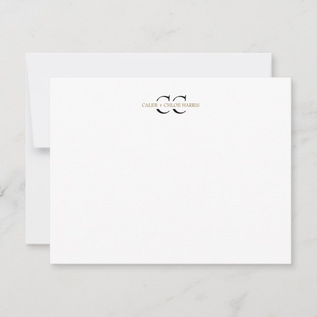 2 Bokstäver Monogram Par Initialer Bröllop Brun Anteckningskort (Framsida)
