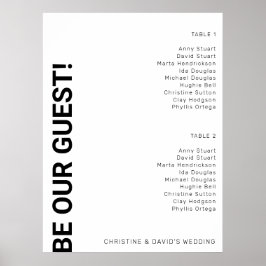 2 bord enkelt sittdiagram i vitt Bröllop Poster