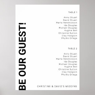 2 bord enkelt sittdiagram i vitt Bröllop Poster