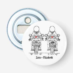 2 Brides Biker Motorcycle Wedor Favor Flasköppnare