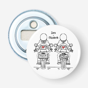 2 Brides Biker Motorcycle Wedor Favor Flasköppnare