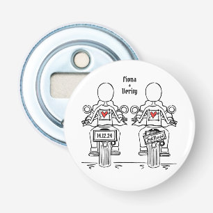 2 Brides Biker Motorcycle Wedor Favor Flasköppnare