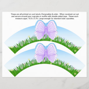 2 Butterfly Birthday Personalize Cuptårta Wrappare Reklamblad
