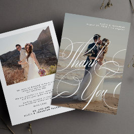 2 calligraphy-skript för fotoenkel elegant bröllop tack kort