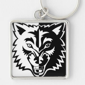 2 caras fyrkantig silverfärgad nyckelring