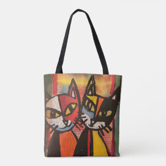 2 Cat Shoulder Tote Tygkasse