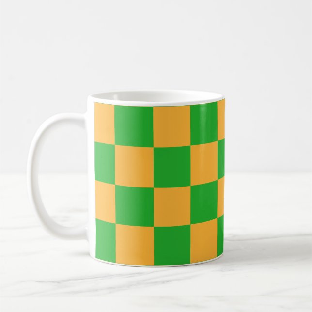 2 Color Checkered Square Pattern  Kaffemugg (Vänster)