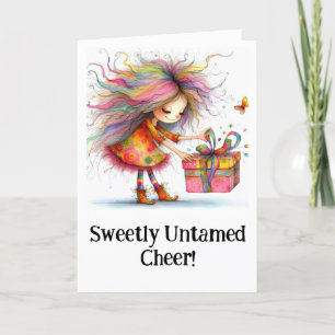 * 2 Colorful Whimsical jul Girl Gift AP97 Tack Kort