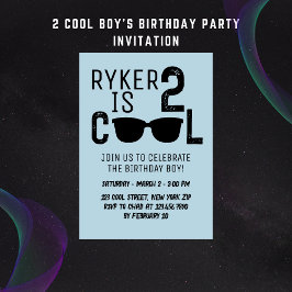 2 Coola Retro Sunglasses Boy 2 Birthday Inbjudningar
