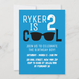 2 Coolor Retro Sunglasses Boy 2 Birthday Blue Inbjudningar