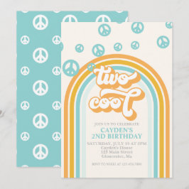 2 Coolors Retro Boy 2ND-födelsedagsinbjudan Inbjudningar