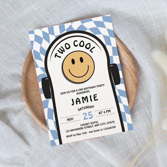 2 Coolors Retro Skateboard 2:a födelsedag Inbjudningar (Two cool Skateboard Retro 2nd Birthday Invitation)